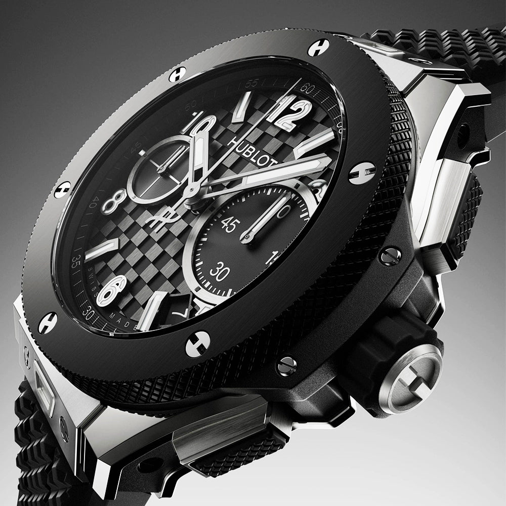 Hublot Big Bang Original 43mm Titanium & Ceramic Mens Rubber Strap Watch - Berry's Jewellers