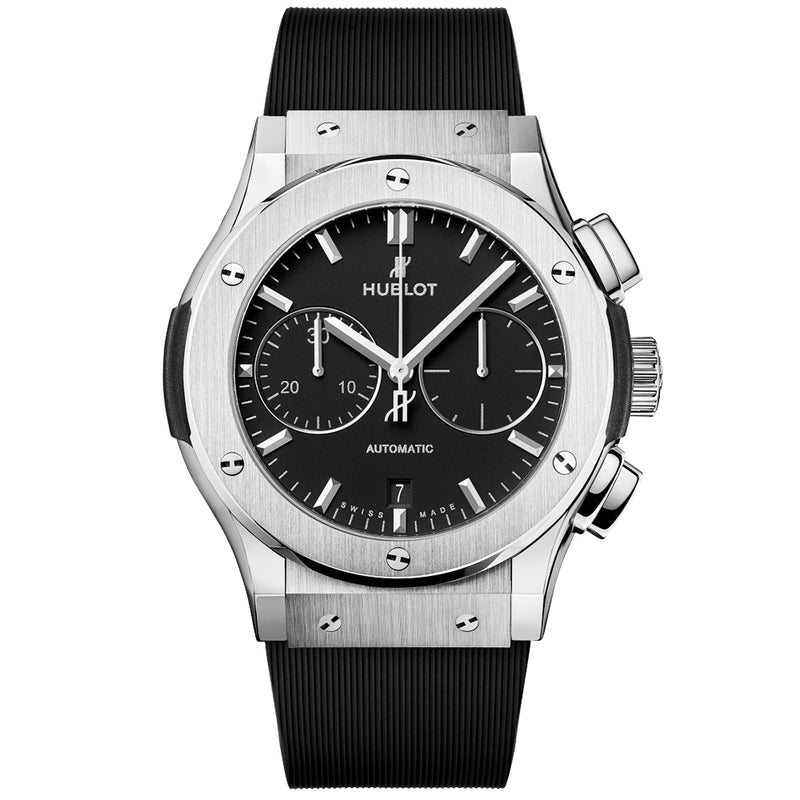 Hublot Classic Fusion Chronograph Titanium 45mm Black Dial Strap Watch - Berry's Jewellers