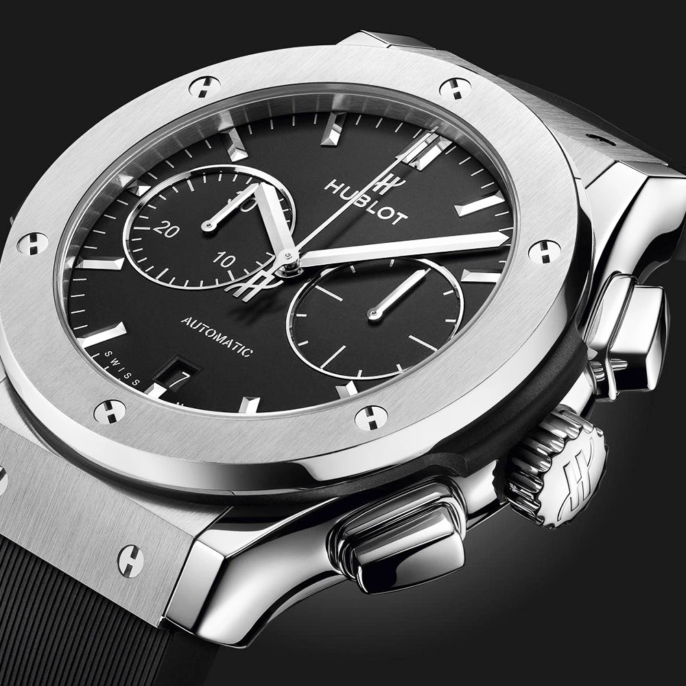 Hublot Classic Fusion Chronograph Titanium 45mm Black Dial Strap Watch - Berry's Jewellers