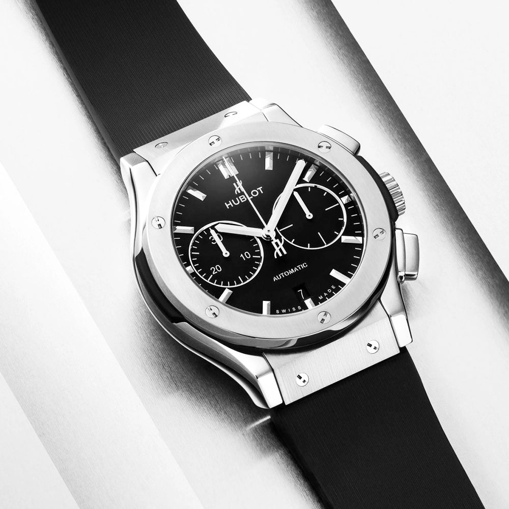 Hublot Classic Fusion Chronograph Titanium 45mm Black Dial Strap Watch - Berry's Jewellers