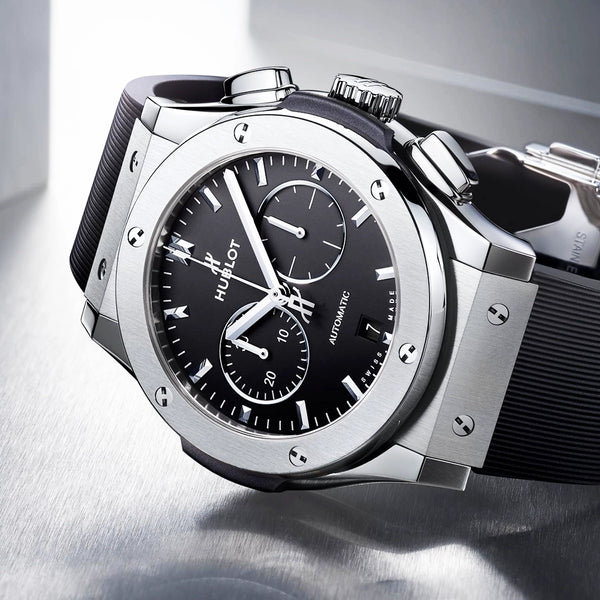 Hublot Classic Fusion Chronograph Titanium 42mm Black Dial Strap Watch - Berry's Jewellers