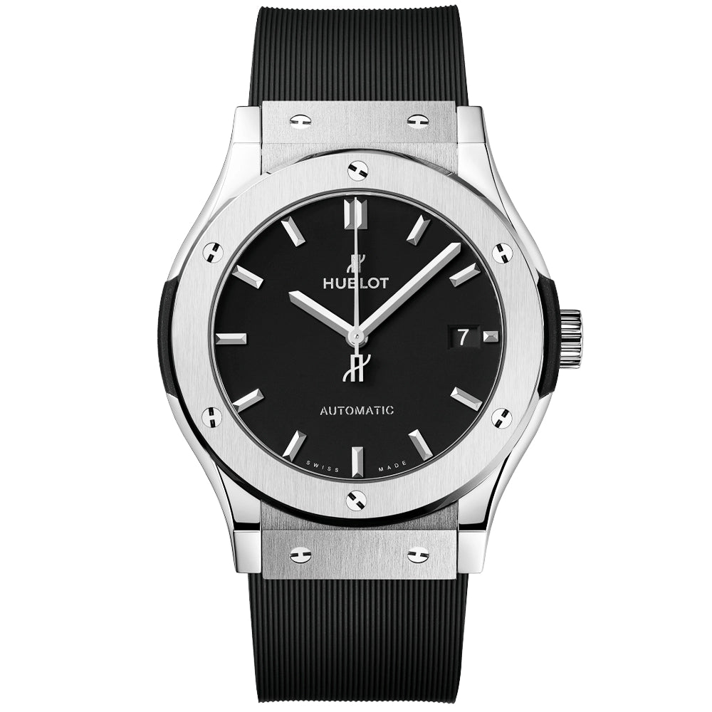 Hublot Classic Fusion Titanium 42mm Black Dial Automatic Strap Watch - Berry's Jewellers