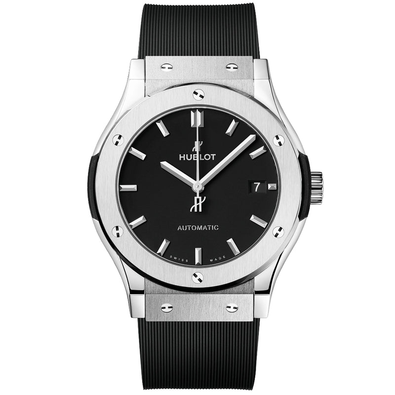 Hublot Classic Fusion Titanium 42mm Black Dial Automatic Strap Watch - Berry's Jewellers