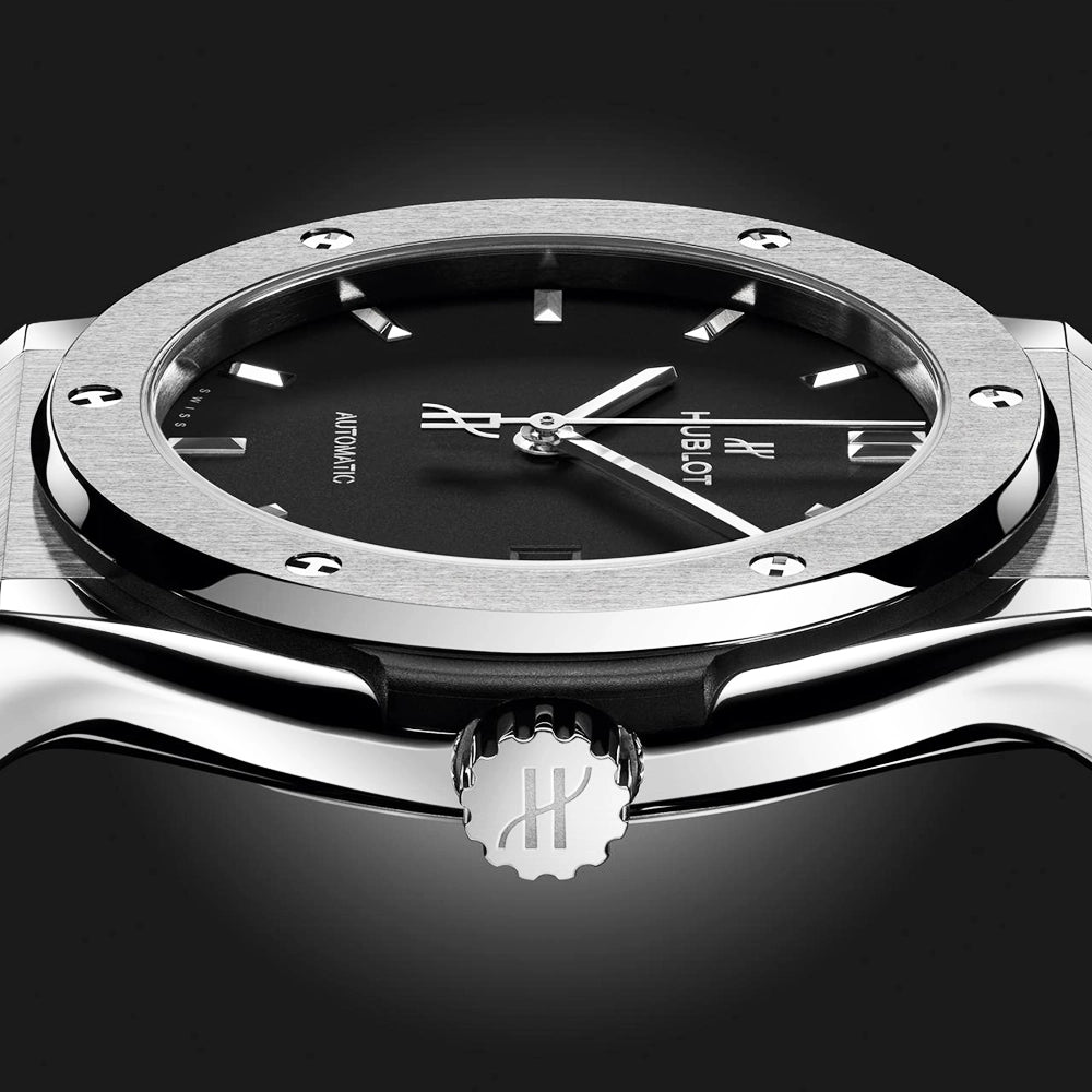 Hublot Classic Fusion Titanium 42mm Black Dial Automatic Strap Watch - Berry's Jewellers