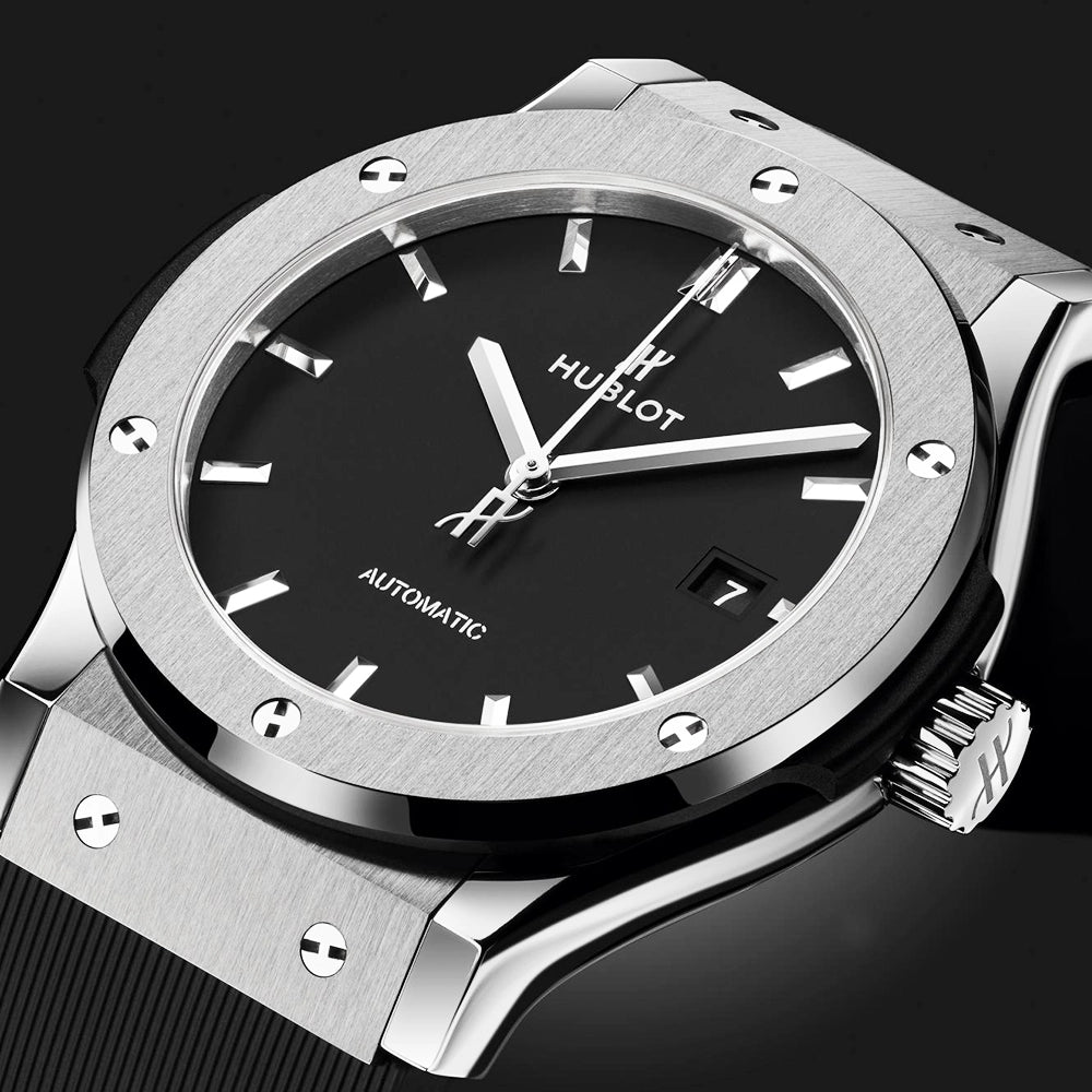 Hublot Classic Fusion Titanium 42mm Black Dial Automatic Strap Watch - Berry's Jewellers