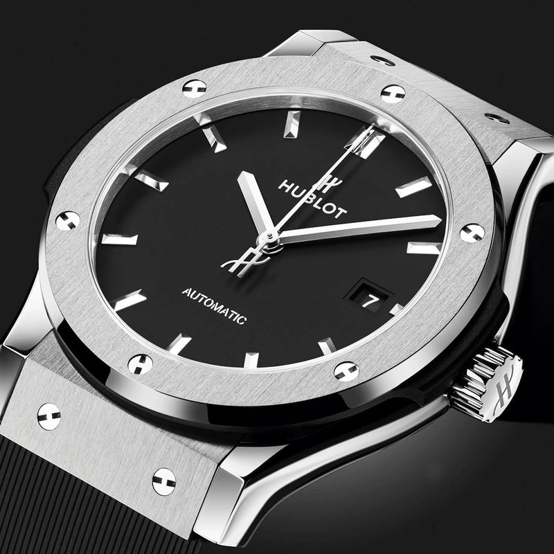 Hublot Classic Fusion Titanium 42mm Black Dial Automatic Strap Watch - Berry's Jewellers