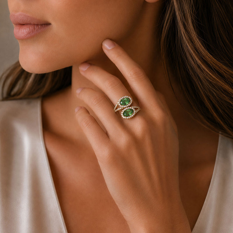 Berry's 18ct Yellow Gold Oval Cut Green Tourmaline and Diamond Ring - Berry's Jewellers