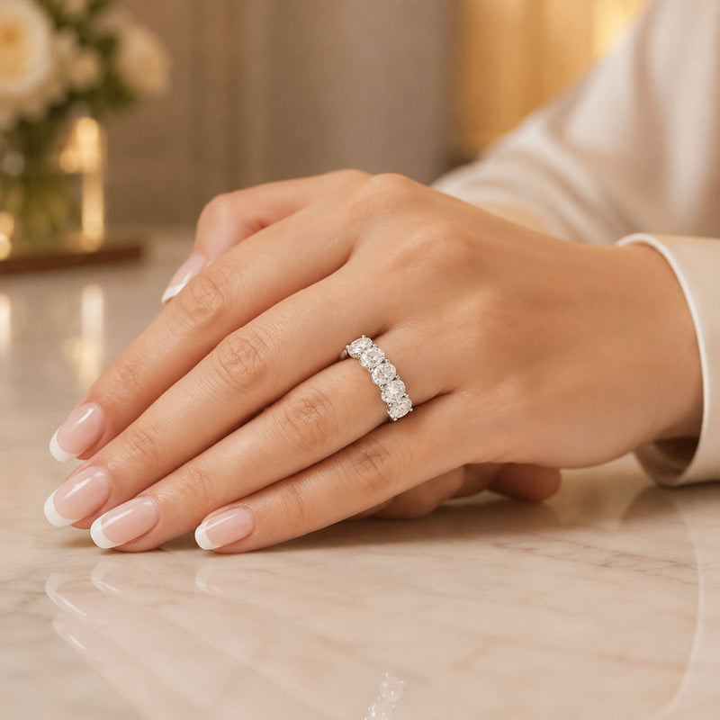 Platinum GIA Certified Five Stone Oval Cut Diamond Eternity Ring