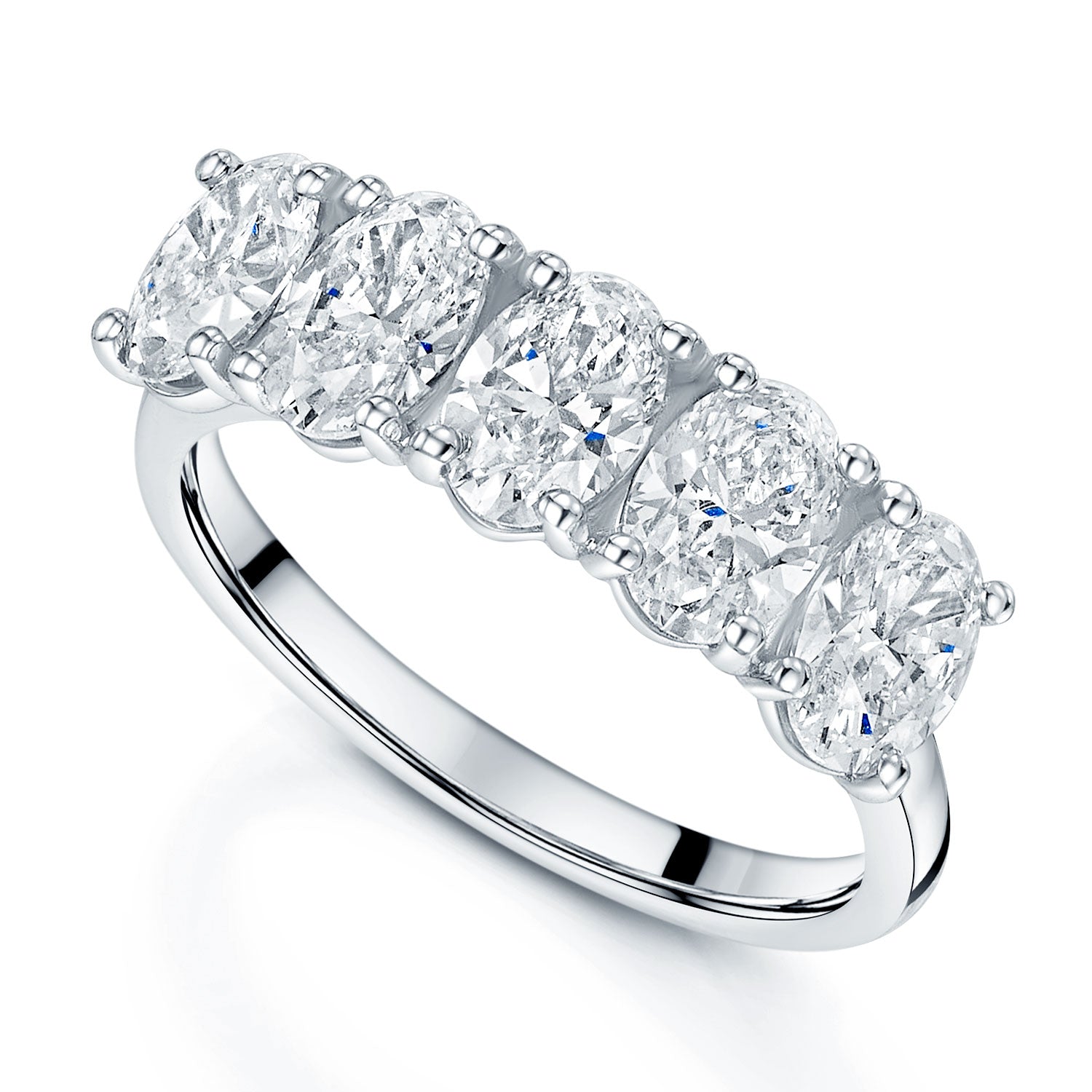 Berry's Platinum GIA Certified Five Stone Oval Cut Diamond Eternity Ring - Berry's Jewellers