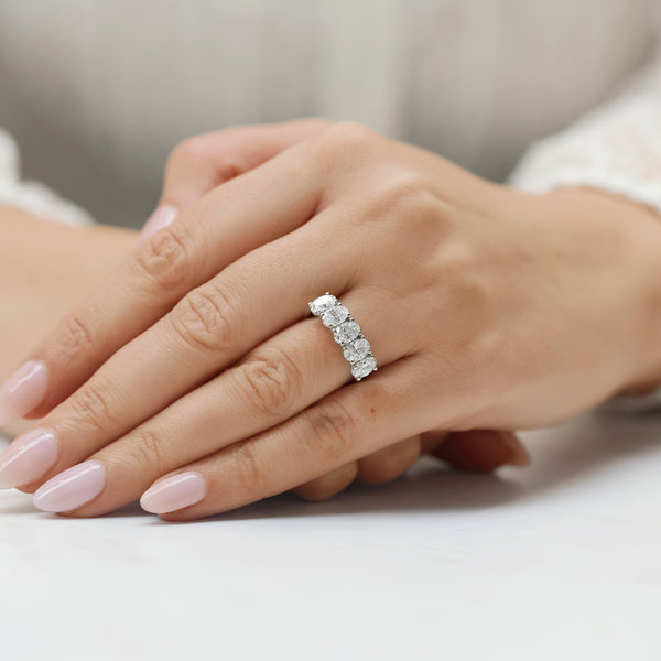 Platinum GIA Certified Five Stone Oval Cut Diamond Eternity Ring