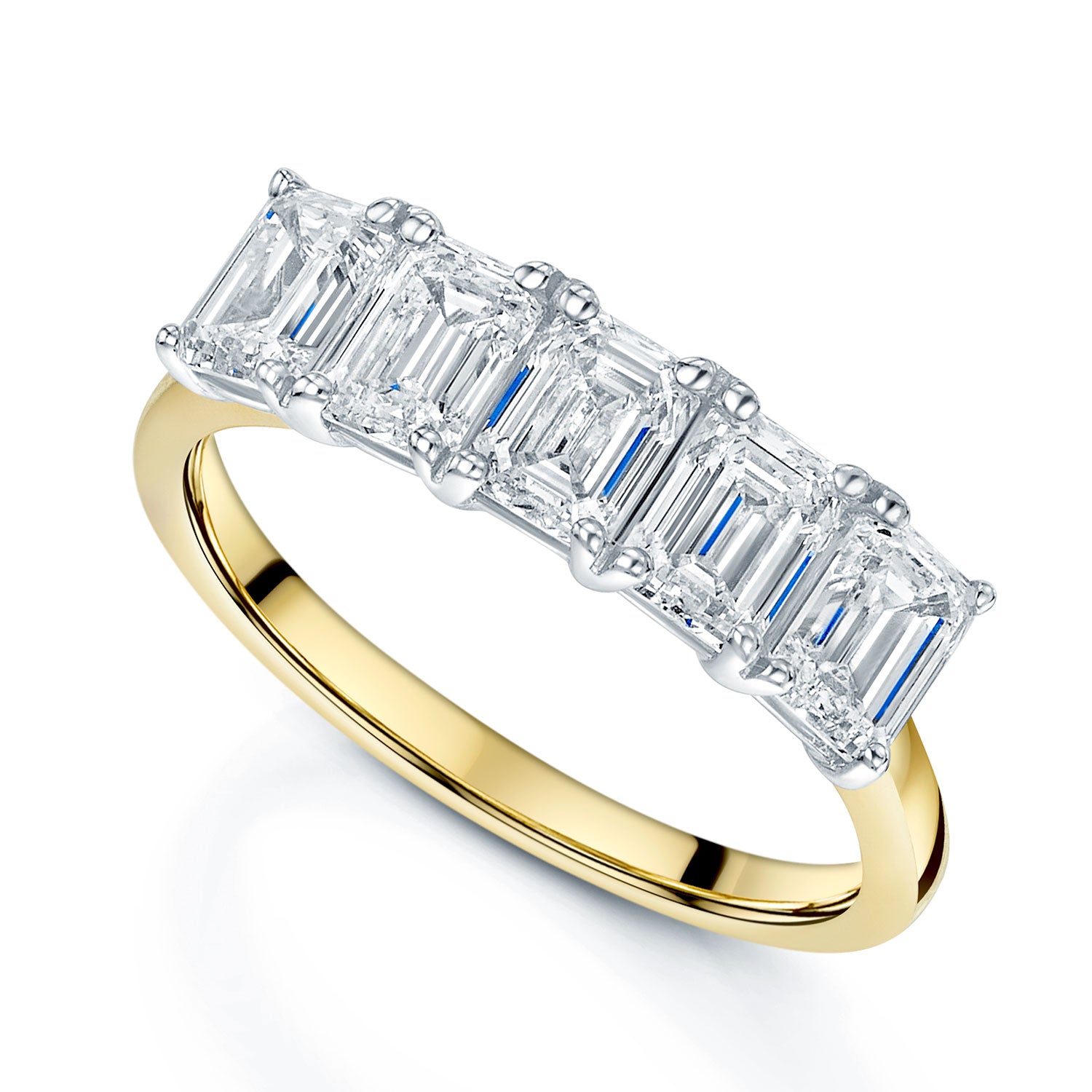 Berry's 18ct Yellow Gold GIA Certified Five Stone Emerald Cut Diamond Eternity Ring - Berry's Jewellers