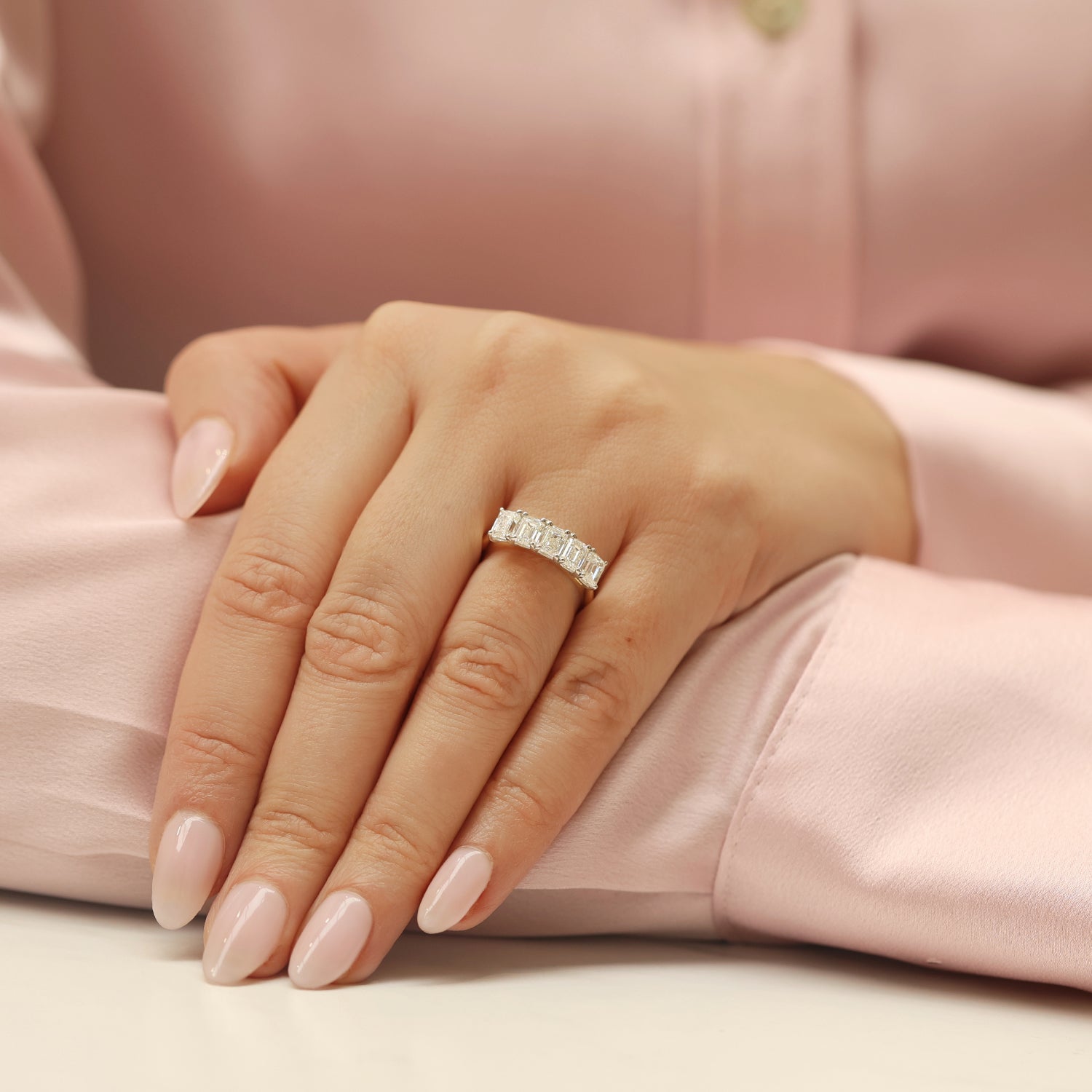 Berry's 18ct Yellow Gold GIA Certified Five Stone Emerald Cut Diamond Eternity Ring - Berry's Jewellers