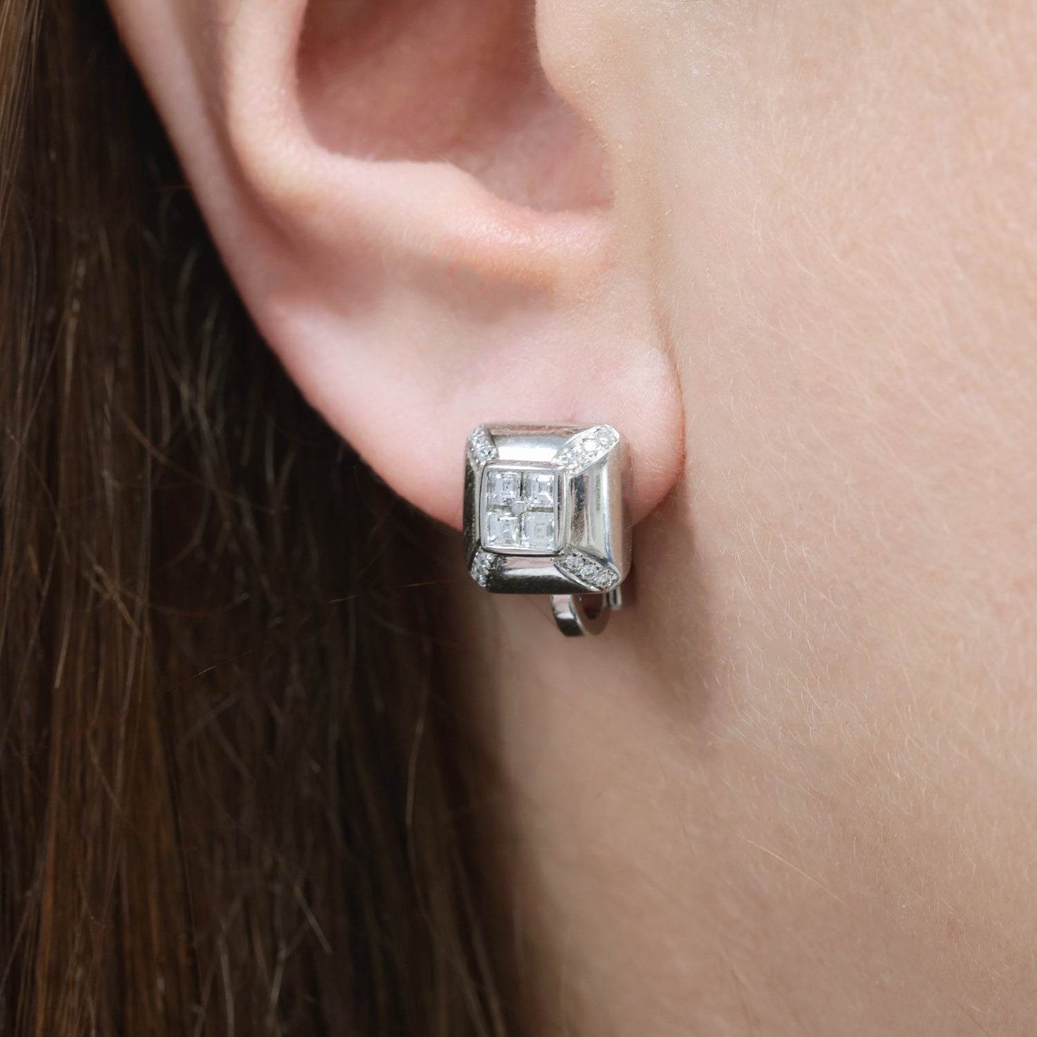 Berry's 18ct White Gold Diamond Square Stud Earrings - Berry's Jewellers