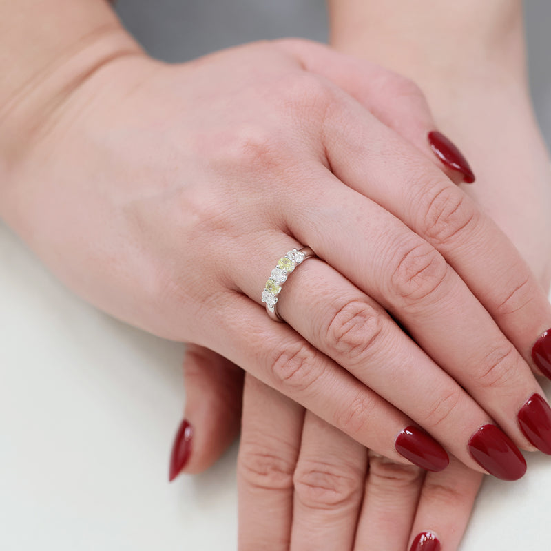 Berry's Platinum Oval Diamond And Fancy Yellow Diamond Five Stone Dress Ring - Berry's Jewellers