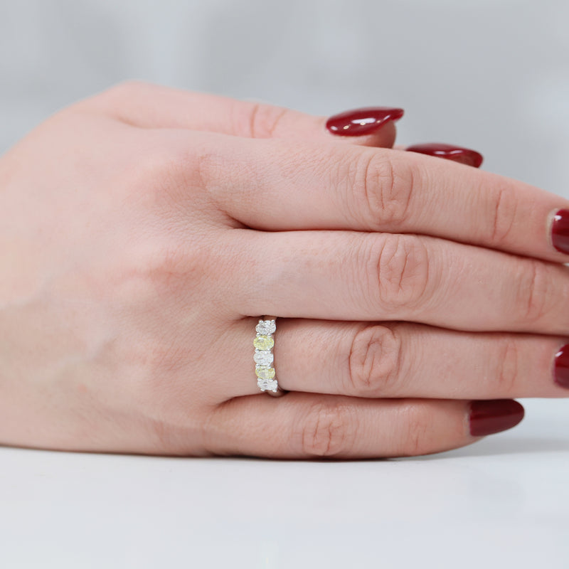 Berry's Platinum Oval Diamond And Fancy Yellow Diamond Five Stone Dress Ring - Berry's Jewellers