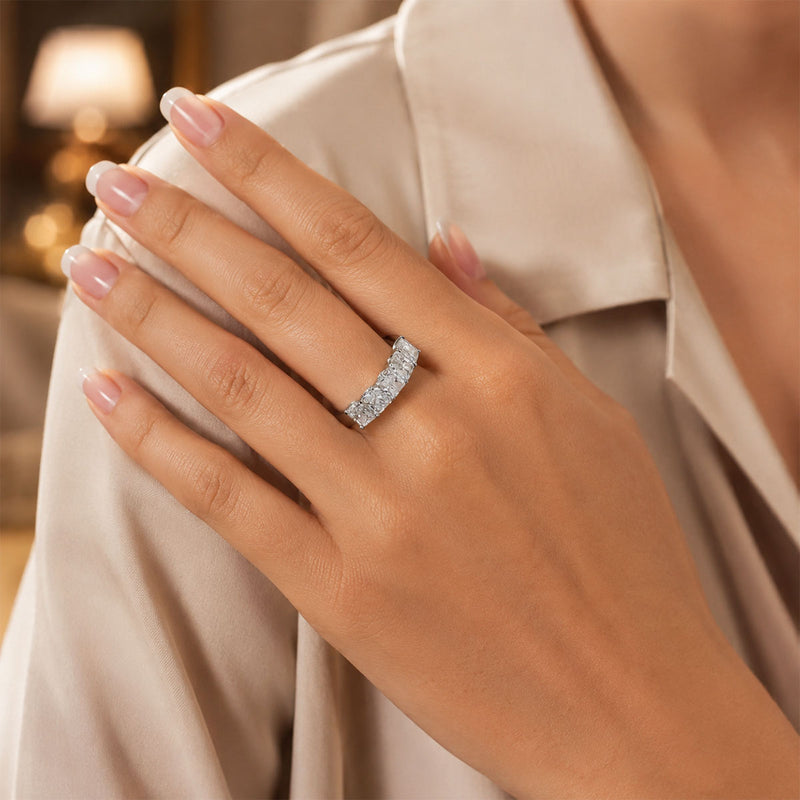 Platinum Radiant Cut Diamond Five Stone Eternity Ring