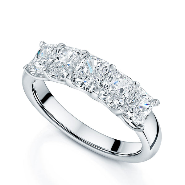 Berry's Platinum Radiant Cut Diamond Five Stone Eternity Ring - Berry's Jewellers