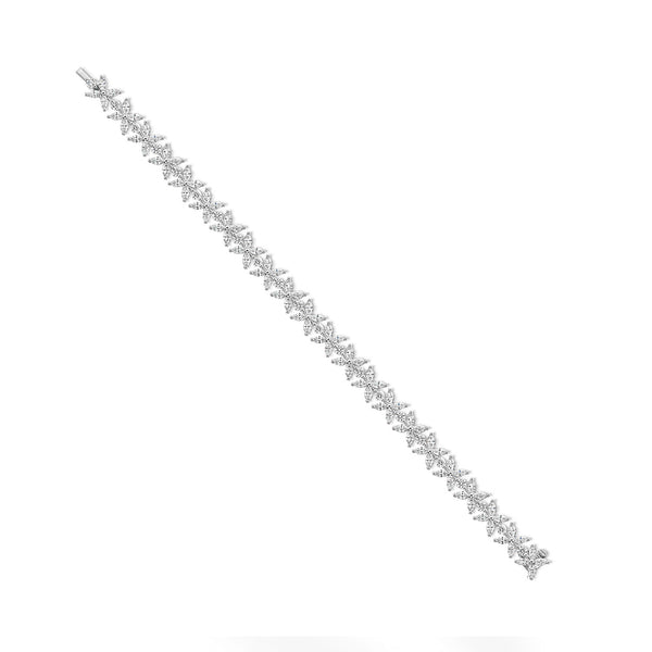 Berry's 18ct White Gold Marquise And Round Brilliant Cut Diamond Flower Bracelet - Berry's Jewellers