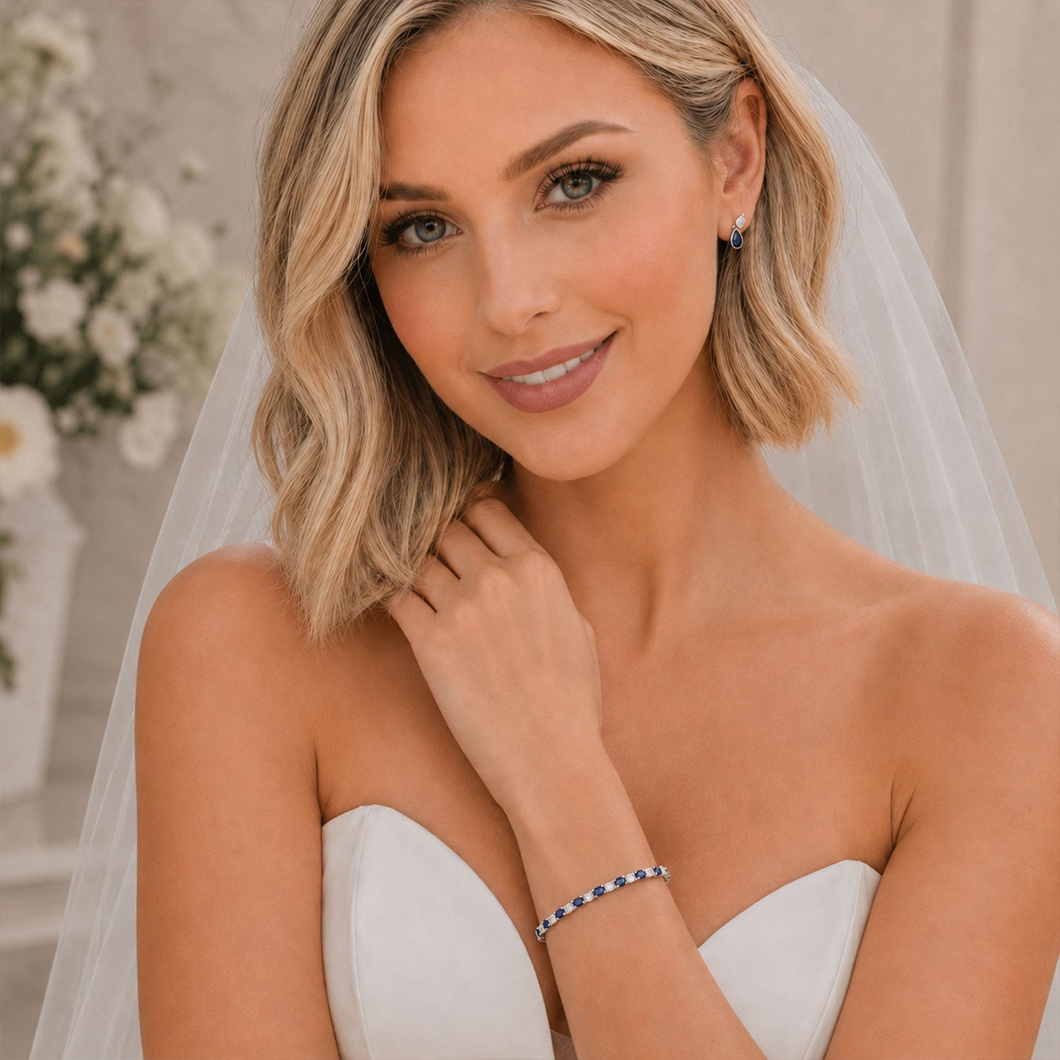 Berry's 18ct White Gold Oval Cut Sapphire And Diamond Tennis Bracelet - Berry's Jewellers