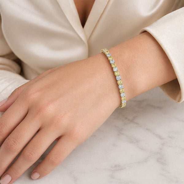 Berry's Platinum & 18ct Gold Fancy Yellow Diamond Tennis Bracelet - Berry's Jewellers
