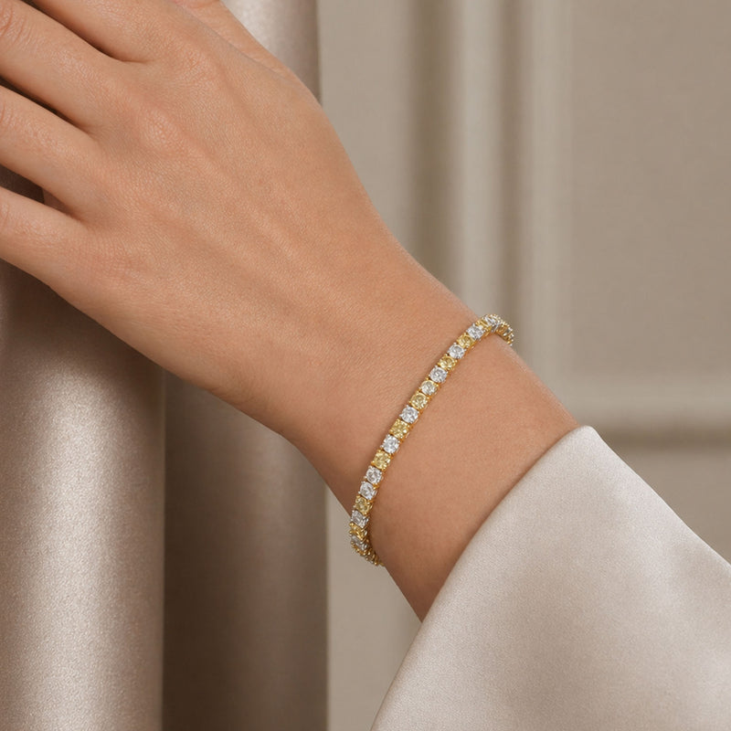Berry's Platinum & 18ct Gold Fancy Yellow Diamond Tennis Bracelet - Berry's Jewellers