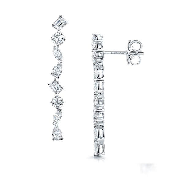 Berry's 18ct White Gold Mixed Cut Diamond Drop Earrings - Berry's Jewellers