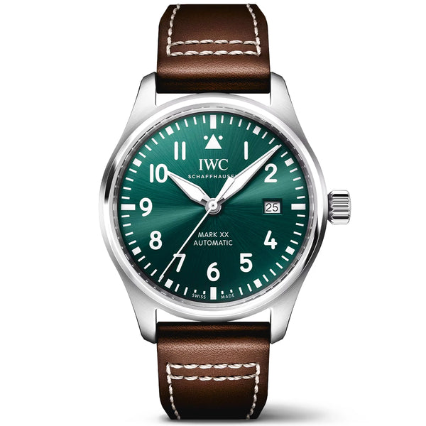 IWC Schaffhausen Pilot's Mark XX 40mm Green Dial Men's Automatic Strap Watch - Berry's Jewellers
