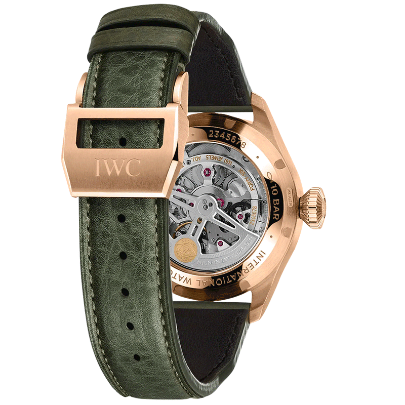 IWC Schaffhausen Big Pilot's 42mm Perpetual Calendar Gold & Green Mens Watch - Berry's Jewellers