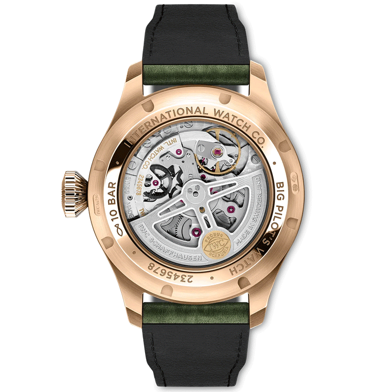 IWC Schaffhausen Big Pilot's 42mm Perpetual Calendar Gold & Green Mens Watch - Berry's Jewellers