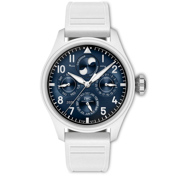 IWC Schaffhausen Big Pilot's Perpetual Calendar 43mm White Ceramic Automatic Watch - Berry's Jewellers