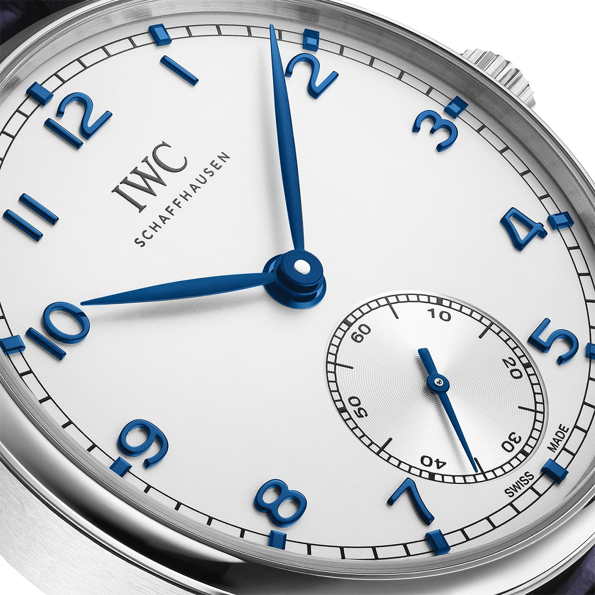 IWC Schaffhausen Portugieser 40mm Silver/Blue Dial Men's Automatic Strap Watch - Berry's Jewellers