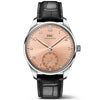 Portugieser 40mm Salmon Sunray Dial Mens Automatic Strap Watch