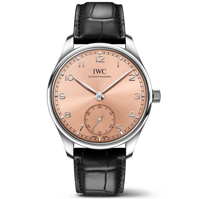 Portugieser 40mm Salmon Sunray Dial Mens Automatic Strap Watch