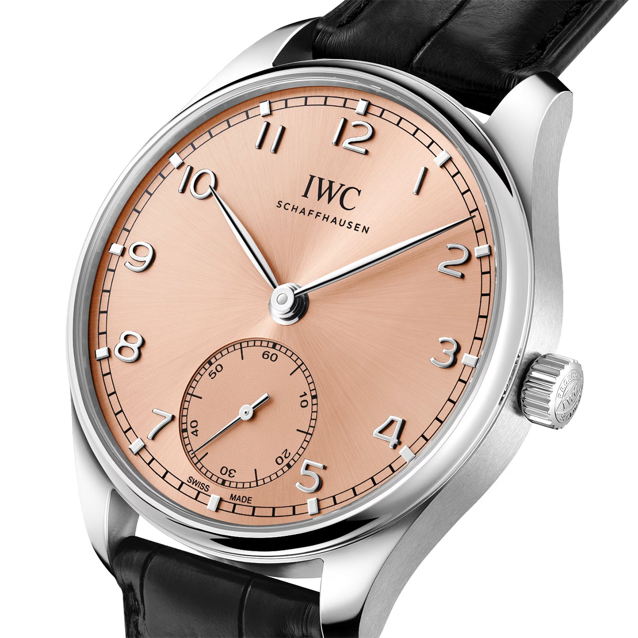 Portugieser 40mm Salmon Dial Men's Automatic Leather Strap Watch