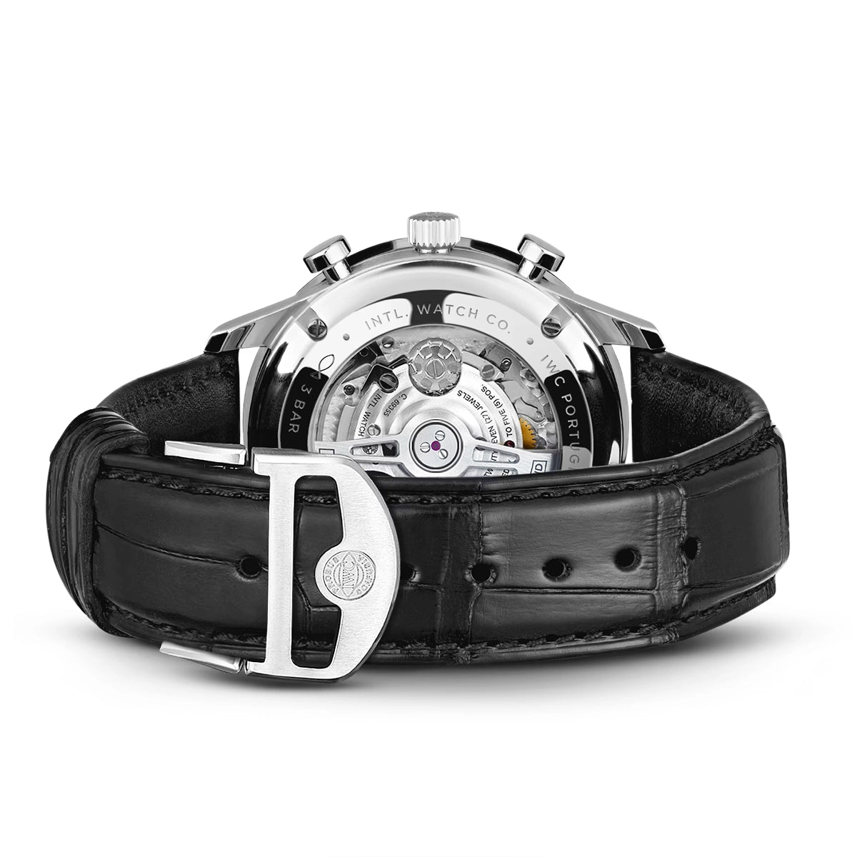 IWC Schaffhausen Portugieser 41mm Silver/Rose Dial Men's Chronograph Strap Watch - Berry's Jewellers