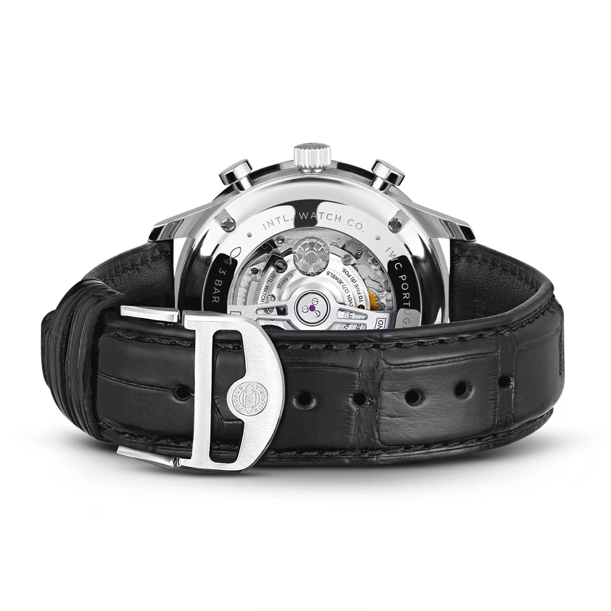 IWC Schaffhausen Portugieser 41mm Black Dial Men's Chronograph Strap Watch - Berry's Jewellers