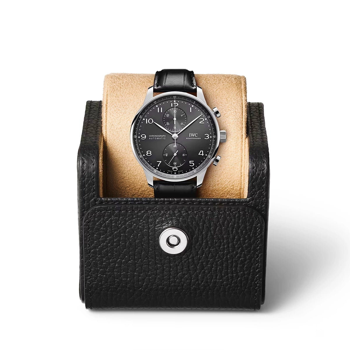IWC Schaffhausen Portugieser 41mm Black Dial Men's Chronograph Strap Watch - Berry's Jewellers