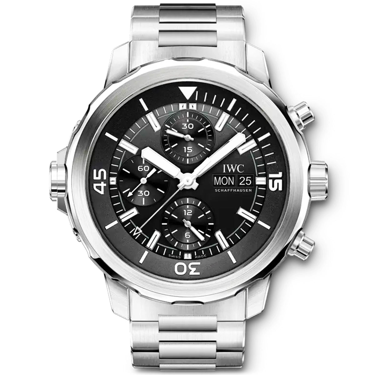 IWC Schaffhausen Aquatimer Chronograph 42mm Black Dial Automatic Bracelet Watch - Berry's Jewellers
