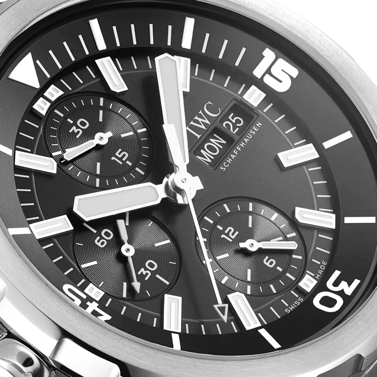 IWC Schaffhausen Aquatimer Chronograph 42mm Black Dial Automatic Bracelet Watch - Berry's Jewellers