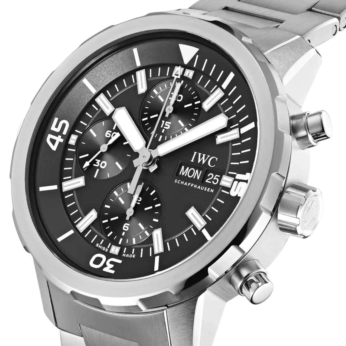 IWC Schaffhausen Aquatimer Chronograph 42mm Black Dial Automatic Bracelet Watch - Berry's Jewellers