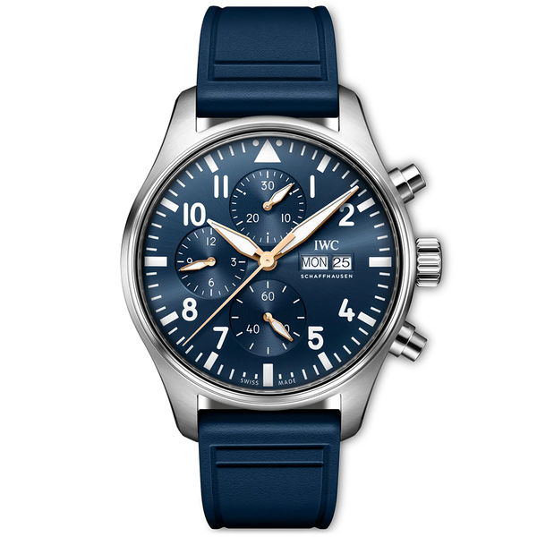 IWC Schaffhausen Pilot's Chronograph 43mm Le Petit Prince Automatic Rubber Strap Watch - Berry's Jewellers