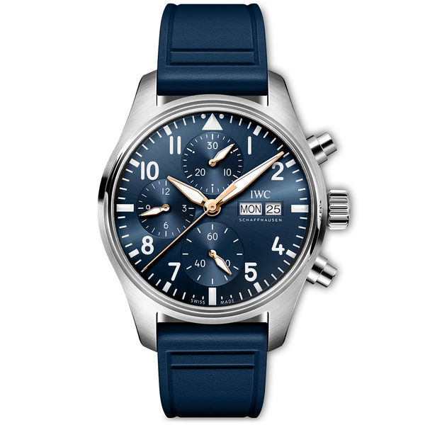 IWC Schaffhausen Pilot's 41mm Chronograph Le Petit Prince Automatic Rubber Strap Watch - Berry's Jewellers