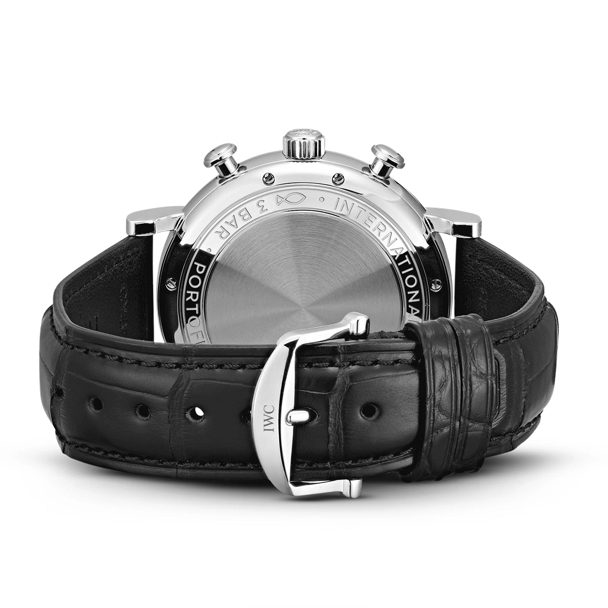 IWC Schaffhausen Portofino 42mm Black Dial Men's Chronograph Leather Strap Watch - Berry's Jewellers