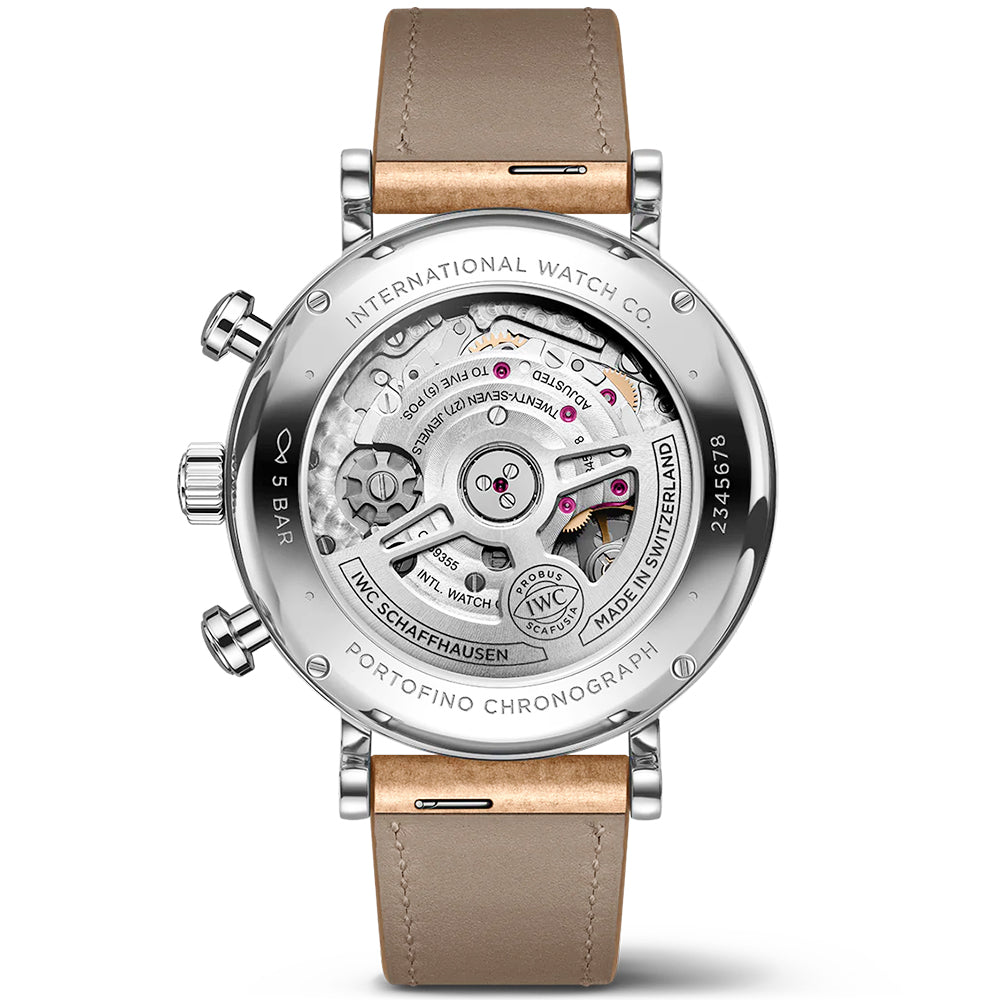 Portofino 39mm Silver Dial Chronograph Leather Strap Watch