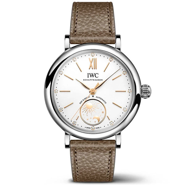 IWC Schaffhausen Portofino Day & Night 34mm Silver Diamond Dial Ladies Watch - Berry's Jewellers
