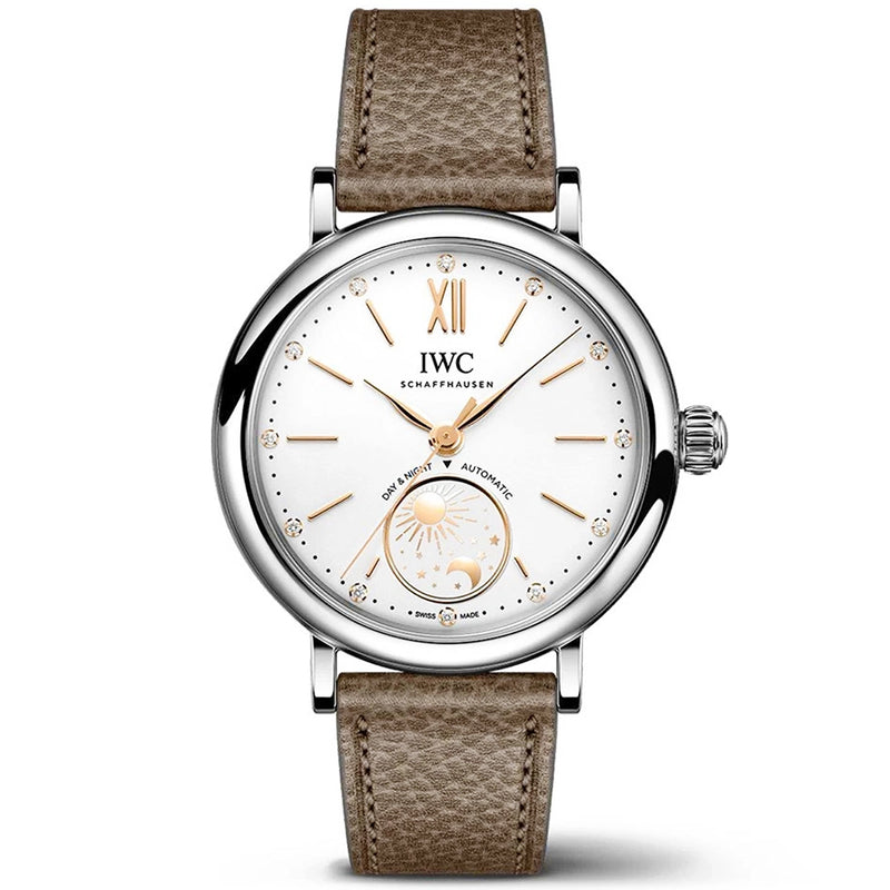 IWC Schaffhausen Portofino Day & Night 34mm Silver Diamond Dial Ladies Watch - Berry's Jewellers