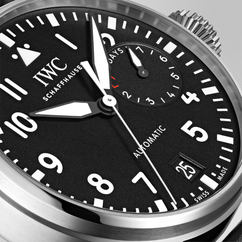 IWC Schaffhausen Big Pilot's 46mm Black Dial Mens Leather Strap Watch - Berry's Jewellers