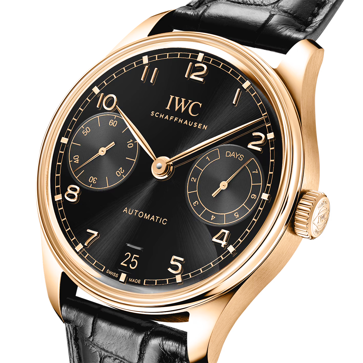 Portugieser 'Obsidian' 42mm 18ct Yellow Gold Strap Watch