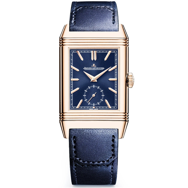 Jaeger-LeCoultre Reverso Tribute Duoface 18ct Pink Gold Small Seconds Blue Dial Watch - Berry's Jewellers