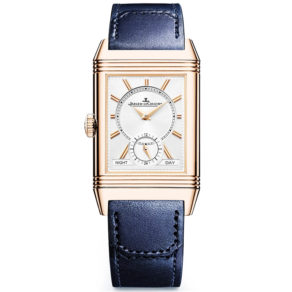 Jaeger-LeCoultre Reverso Tribute Duoface 18ct Pink Gold Small Seconds Blue Dial Watch - Berry's Jewellers